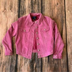 Jou Jou Skins Women’s purple Leather Button Up Jacket Whip Stitch Moto vtg sz L